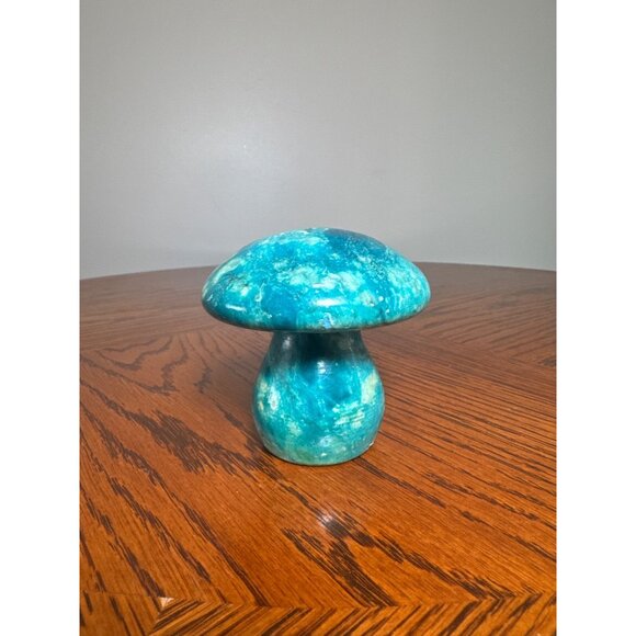 1960s Hand-Carved Italian Alabaster Blue Mushroom Figurine - Picture 3 of 4